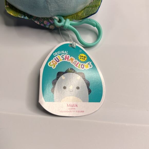 NWT Squishmallows Malik the Triceratops 3.5 " Plush Clip On - Picture 3 of 3